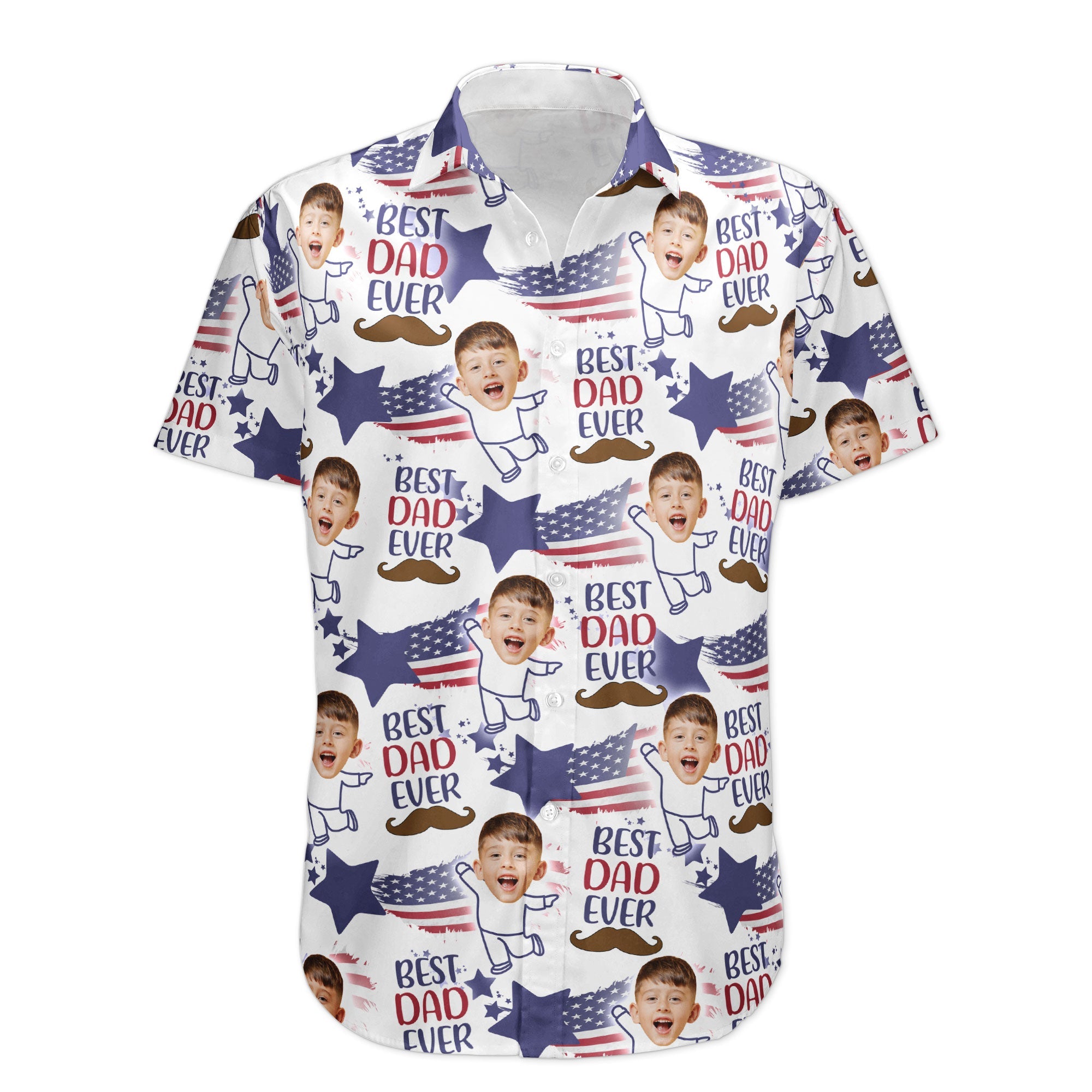 Best-Dad-Ever-Personalized-Hawaiian-Shirt-_1.jpg Photo Inserted Best Dad Ever - Personalized Photo Hawaiian Shirt - Image 1