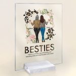 Besties, Tolerating Idiots, Bonding Over Alcohol - Personalized Acrylic Plaque - Birthday Gift For Bestie, Friend, Sister, Work Bestie, Colleague - Image 2