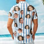 Custom Funny Face Retro Striped Pattern Trendy Summer For Family Matching - Personalized Photo Hawaiian Shirt - Image 4