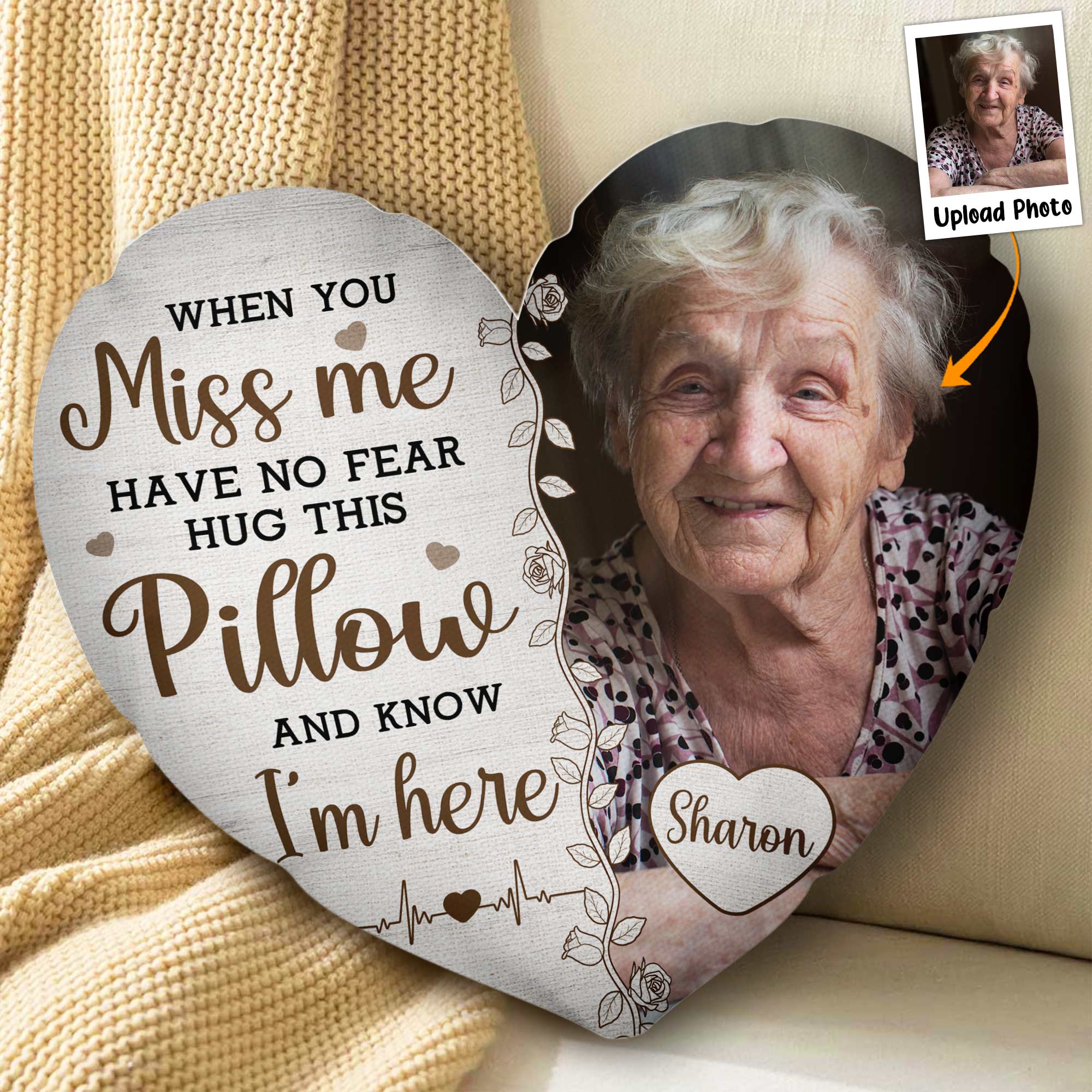Custom-Photo-Hug-This-_-Know-I_M-Here-Personalized-Photo-Custom-Shaped-Pillow_1_0b9f8672-3bbe-42f1-b712-ee101419d4cc.jpg Custom Photo Hug This & Know I'm Here - Personalized Photo Custom Shaped Memory Pillow - Image 1