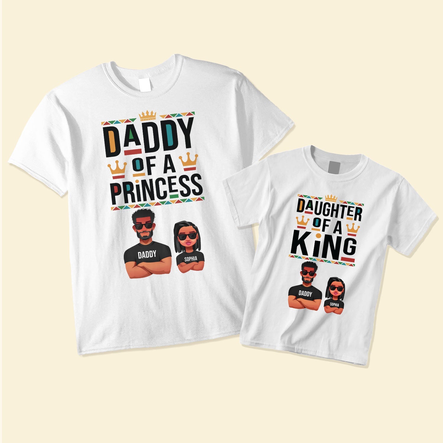 Daddy-Of-A-Princess-Daughter-Of-A-King-Personalized-Matching-Shirt_1.jpg Daddy Of A Princess Daughter Of A King - Personalized Matching Family Shirts - Image 1