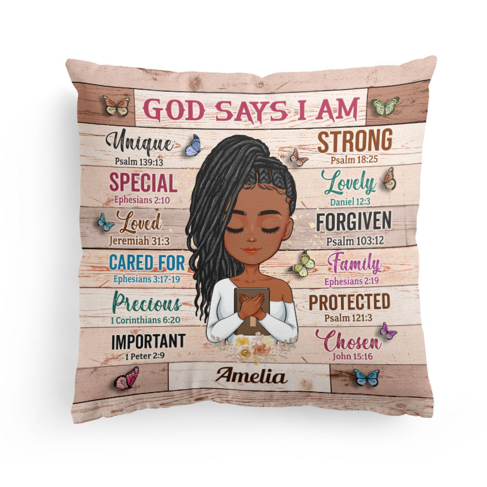 God-Says-I-Am-Unique-Personalized-Pillow_1.jpg God Says I Am Unique - Personalized Pillow (Insert Included) - Image 1