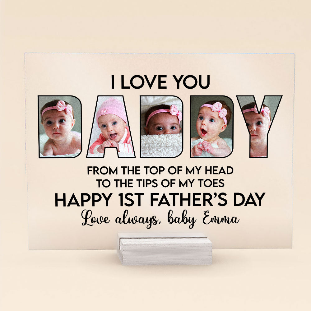 Happy-1St-Father-Day-Personalized-Acrylic-Plaque-Newborn-baby_-Fathers-DAyGift-For-Father_-Daddy_-Dad_-Grandpa_4_1.jpg Happy 1st Father's Day - Personalized Acrylic Photo Plaque - Image 1