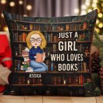 Just A Girl Who Loves Books, Bookshelf - Personalized Pillow (Insert Included) - Image 2