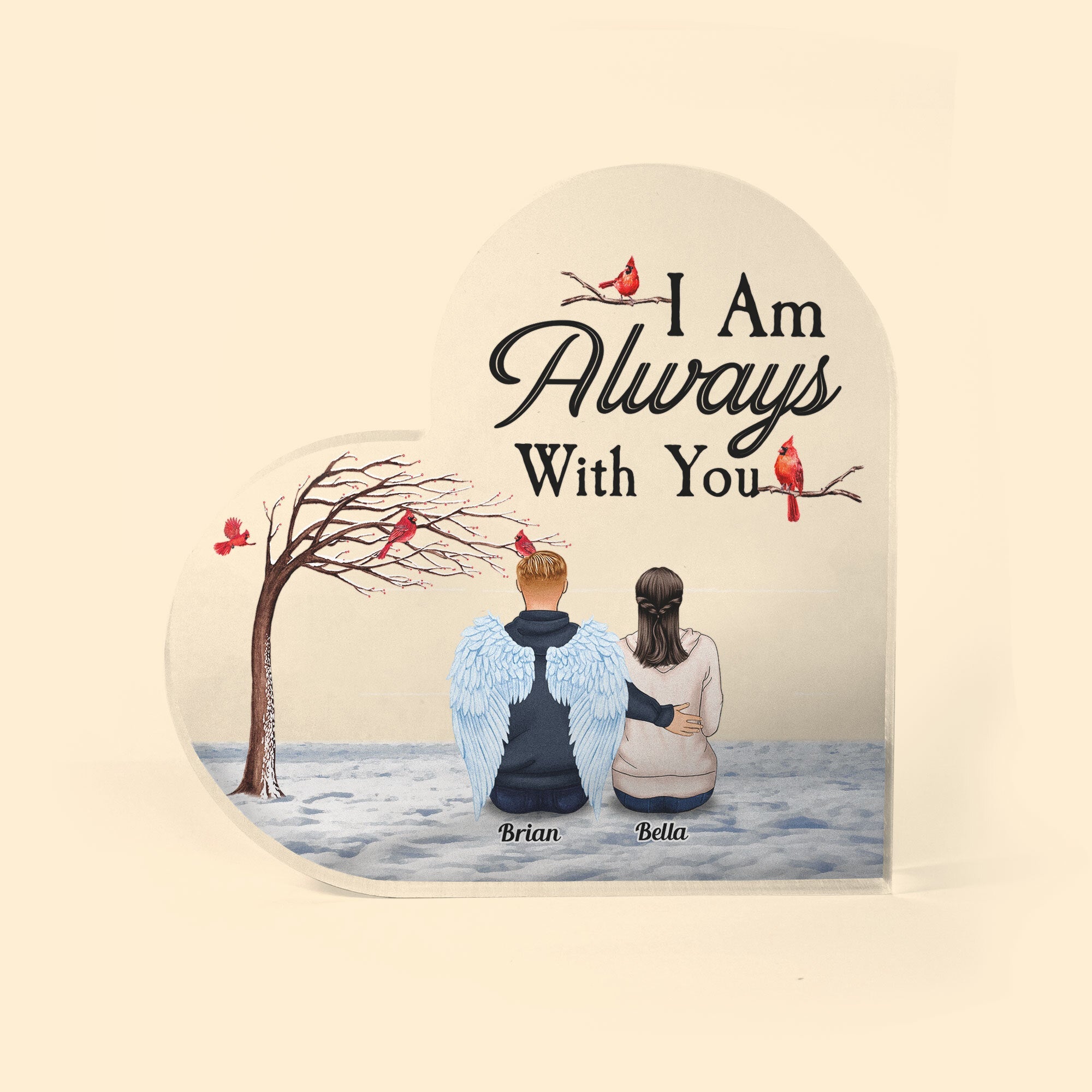 MOCKUP-1-I-AM-ALWAYS.jpg I Am Always With You - Personalized Heart-Shaped Acrylic Plaque - Image 1