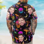 Magic Mushroom And Skull Gift For Men - Custom Photo Hawaiian Shirts - Image 5