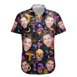 Magic Mushroom And Skull Gift For Men - Custom Photo Hawaiian Shirts - Image 6
