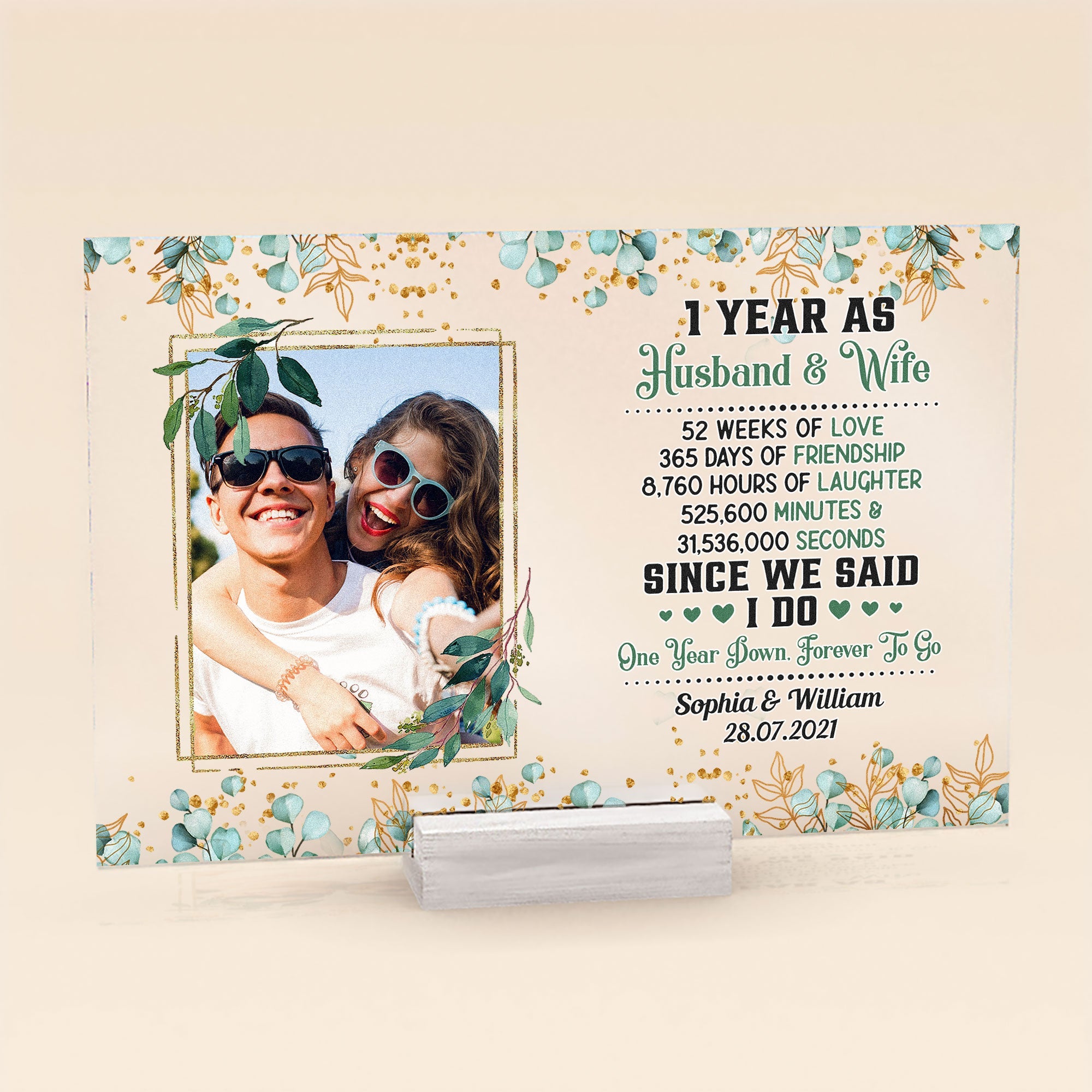 One-Year-Down-Forever-To-Go-Personalized-Acrylic-Plaque-1st-Anniversary-Gift-For-Couple-Husband-Wife-2.jpg One Year Down Forever To Go - Personalized Acrylic Photo Plaque - 1st Anniversary Gift For Couple, Husband, Wife - Image 1